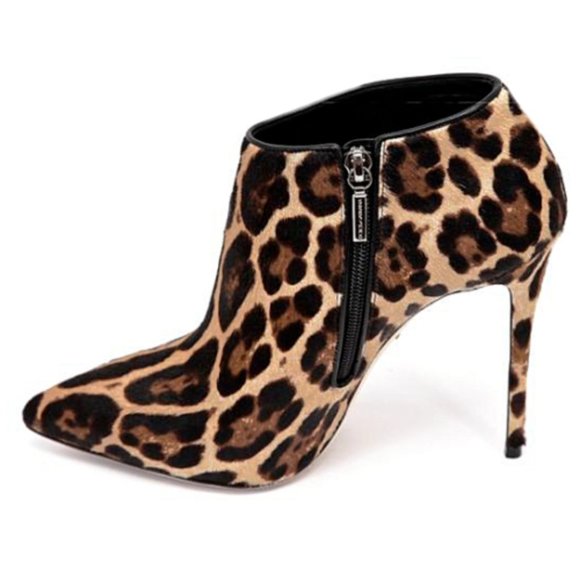 NIB Dolce and Gabbana Leopard Print Leather Women 7 US 37 EUR Ankle Heeled Boots - Picture 9 of 11